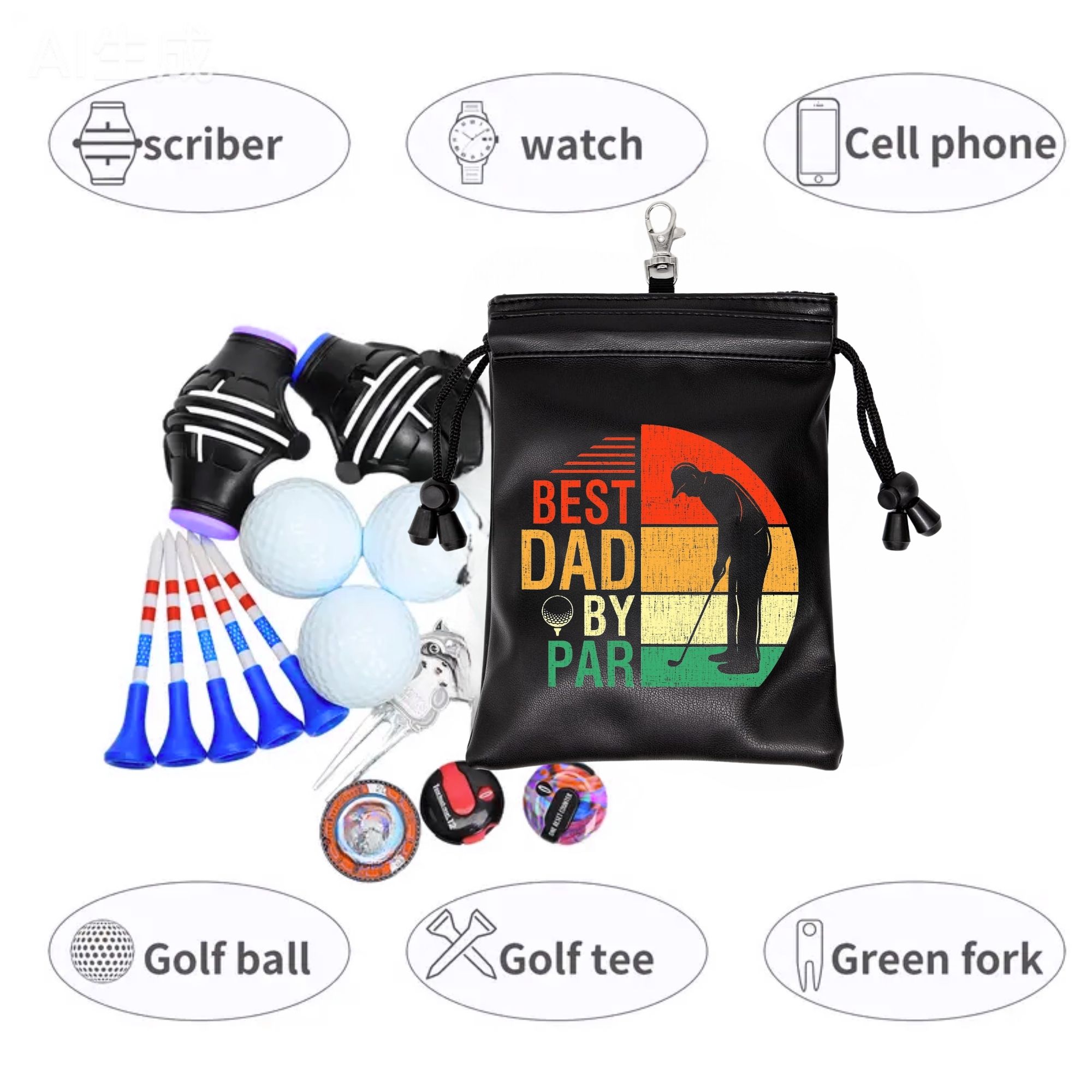 Funny Golf Tee Pouch Best Dad  - đánh giá và giá Golf Equipment Drawing